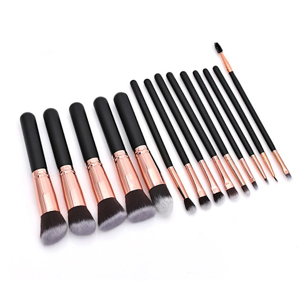 14-pack syntetiska sminkborstar, foundationborste, concealerborste, ögonskuggsborste, sminkborstset.