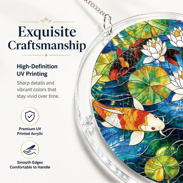 Koi Pond Acrylic Puzzle Suncatcher, 83 Pieces DIY Window Decor
