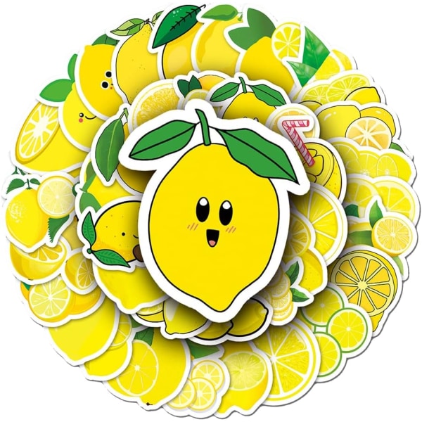 Citron Stickers Pakke Vandtætte Vinyl Stickers til Hydroflasks Laptop Kop Vandflasker Bil Notesbog Bagage, Trendy Frugt Dekaler Pakke (Citron-50Stk)