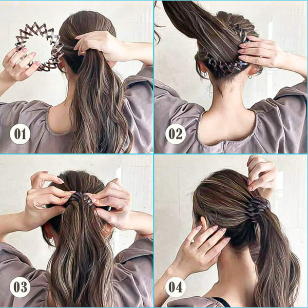 Fashion Ponytail Hållare Flickor Hårklämmor Pennor Kvinnor Kristall Svans Hår Bun Hållare Klämmor Klo Klämmor Hårklämma-Ljusblå