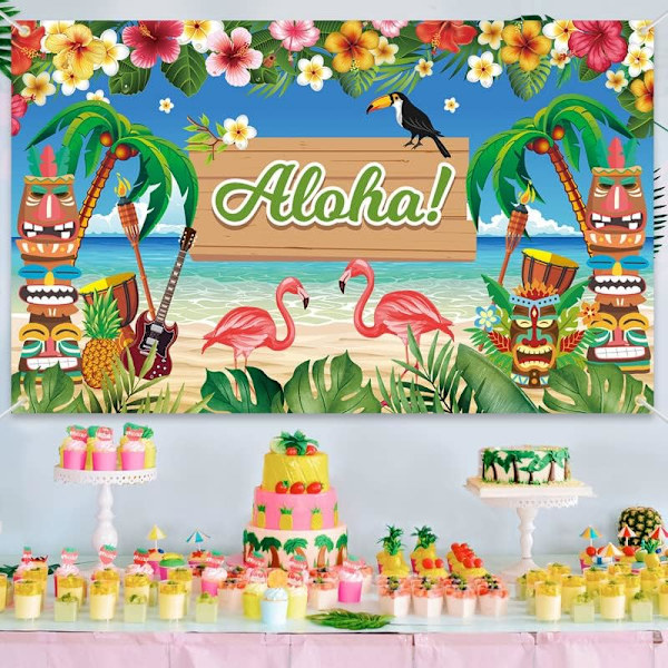 Aloha Party Bakgrund, Hawaiiansk Dekorationsbanderoll, Stor Aloha-banderoll för Tropiska Festdekorationer och Strandfestdekorationer 72,8 x 43,3 Tum