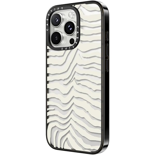 Kompakt iPhone 16 Pro Max Deksel [Lettvekt / 1,2 m 2X Militær Grad Fallbeskyttelse/Slank] - Kirsebær - Klar Svart Zebra Stripe iPhone 16 Pro Max