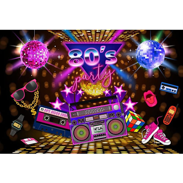 80-luvun juhlatausta Disko-teema Retro-tyyli Valokuvaustausta 80-luvun syntymäpäivätausta 1980-luvun neon 80-luvun valokuvausrekvisiitta (7x5FT/2.1x1.5m)