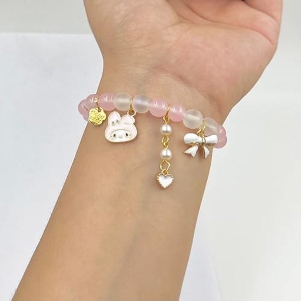 Kawaii armbånd krystalperle armbånd, anime elastisk stretch krystalperle armbånd søde tegneserie kawaii elastiske perlearmbånd til piger kvinder-B2