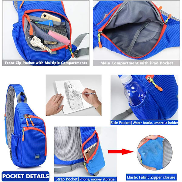 Liten Sling Ryggsäck Vattentät Unisex Axelväska Bröst Korsa Ryggsäck