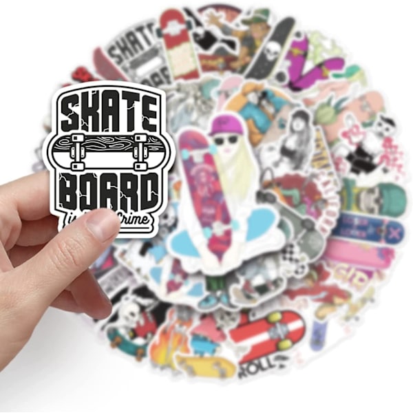 50 stk \"Skull Skateboard\" Graffiti Vinyl Vanntette Klistremerker for Tenåringer Barn Voksne Fargerik Klistremerkepakke for Bærbar PC Mobiltelefoner Skateboard Bagasje