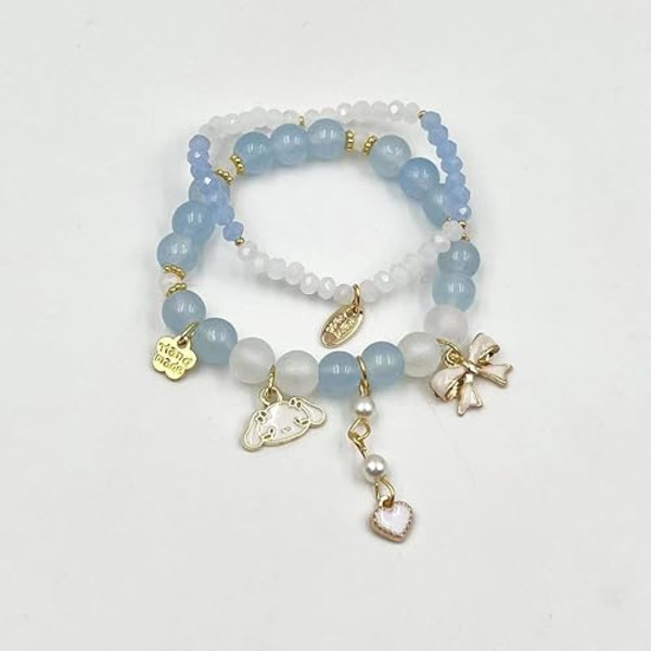 Kawaii armband kristallpärlarmband, anime elastiskt stretch kristallpärlarmband söt tecknad kawaii elastiska pärlarmband för flickor kvinnor-B1