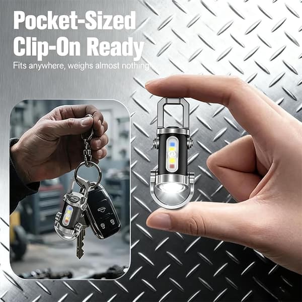 2-pack Rechargeable Keychain Flashlight & Phone Charger, 1200LM Strong 7 Modes Water Resistant 2PCS