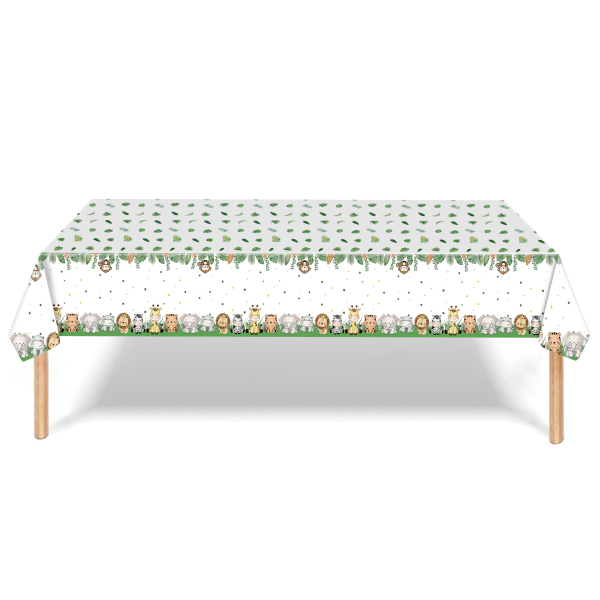 Set med 2 djurtema-bordsdukar, vattentäta plastbordsdukar som är fläckbeständiga, engångsbordsdukar för barnkalas, picknick och bankett, 108x180cm