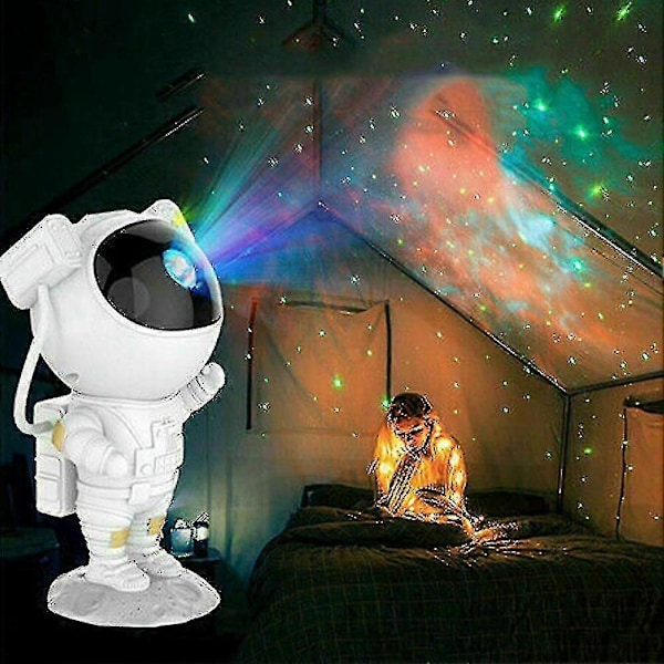 Astronaut Galaxy-projektor Stjernehimmel nattlys Roterende lampe Romdekor USB-lading med fjernkontroll