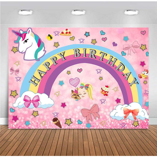 Rosa regnbågsenhörning tema fotografering bakgrunder glad dröm galen stor födelsedag dekor söt bakgrund vinyl baby shower tillbehör festbanderoll 5x3ft