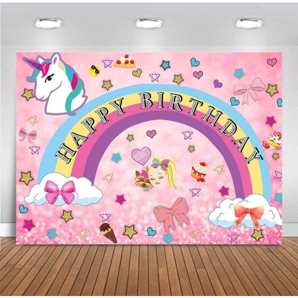 Rosa regnbue enhjørning tema fotografering bakgrunner Happy Dream Crazy Big Birthday Decor Sweet Bakgrunn Vinyl Baby Shower Tilbehør Fest Banner 5x3ft