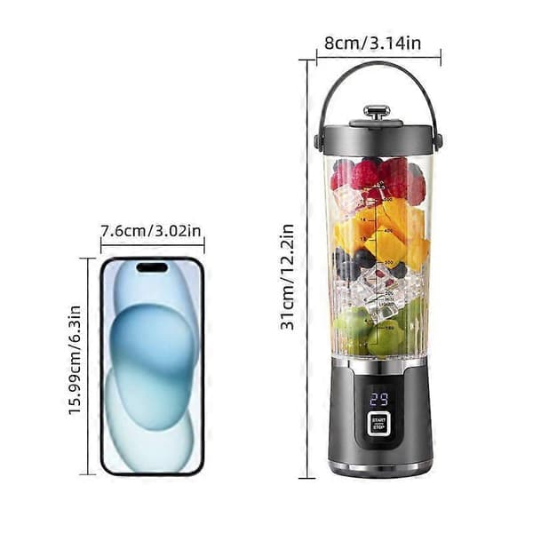 Bærbar trådløs blender med LED-skjerm og 600 ml kapasitet