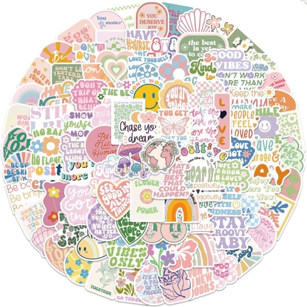 Inspirerende klistermærker pakke 100 stk., vandtætte vinylklistermærker til vandflaske Hydro Flask Laptop Journaling, Pink Motivational Stickers