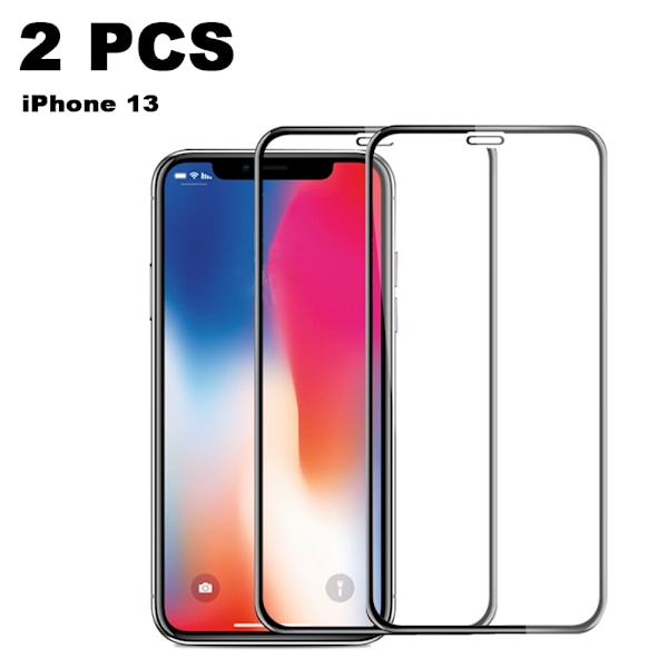 2 stk. herdet glass til mobiltelefon - fullskjerm 9D hardkant HD-filmboks kompatibel med Apple 13
