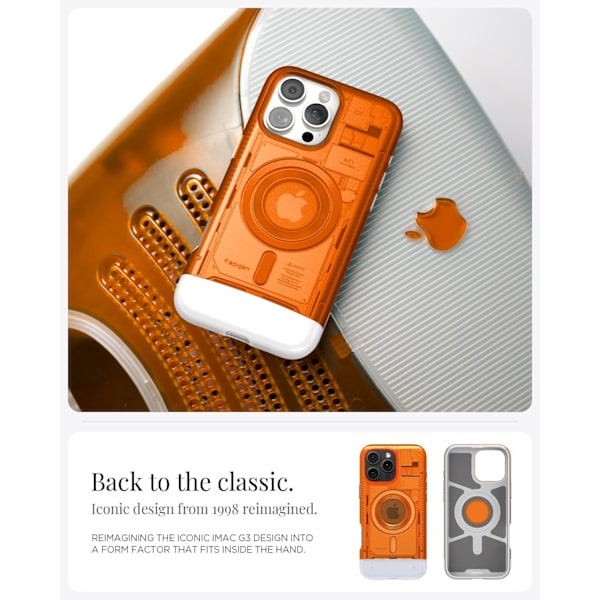 Spigen Fodral för iPhone 16 Pro Max, Classic C1 MagFit Designad för Apple iPhone 16 Pro Max - Bondi Blå Tangerine iPhone 16 Pro