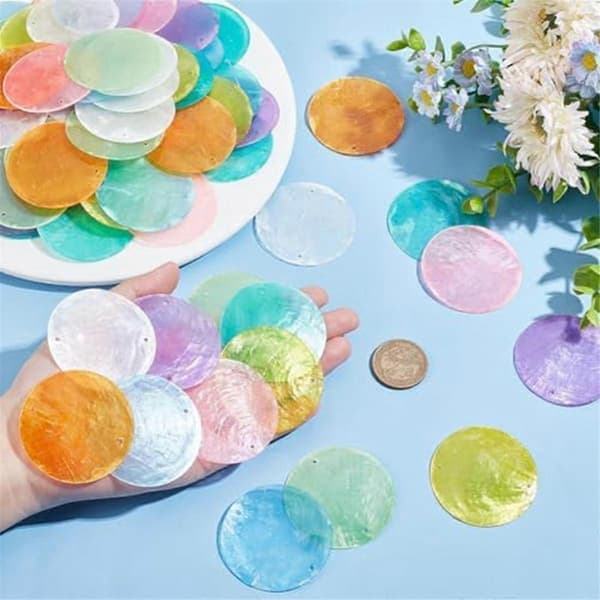 4 Sets Mirror Clock DIY Material Kit Kids Creative Handmade Seashell Pendants Party Decorations Event - as a beautiful gift