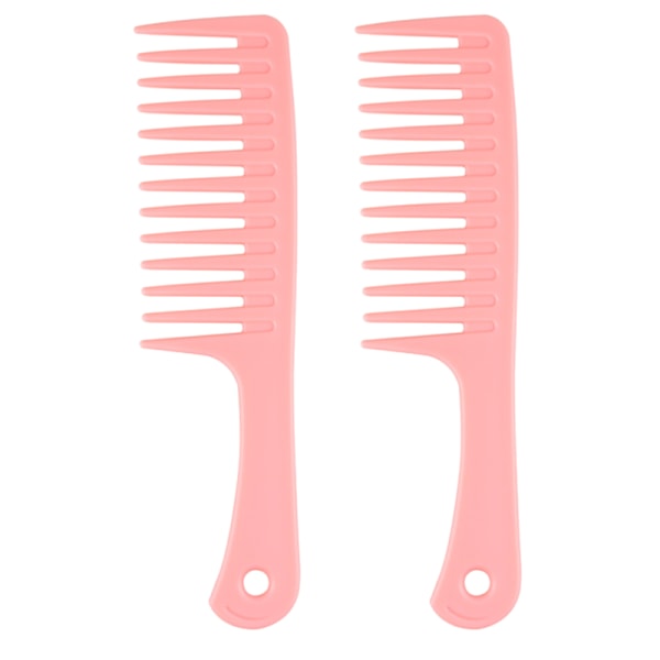 Bred tandkam för lockigt hår blött hår, löskammare hårkammar för kvinnor, stor bredtandad kam-rosa