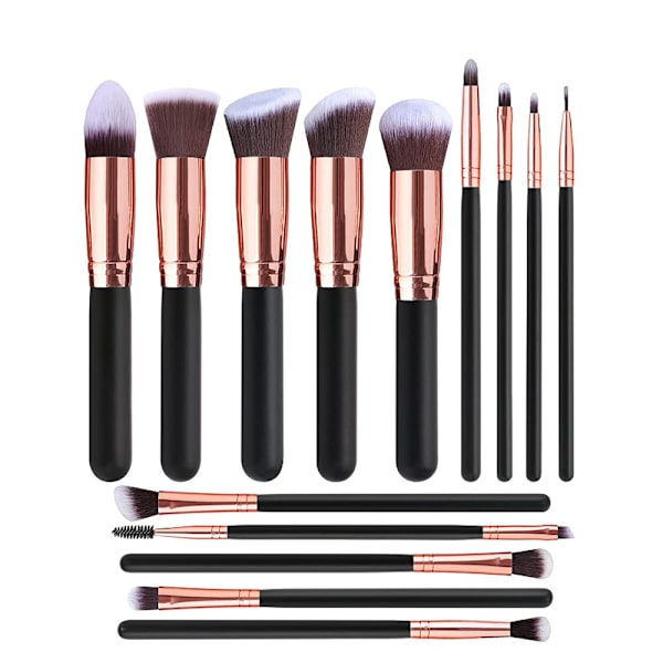 14-pack syntetiska sminkborstar, foundationborste, concealerborste, ögonskuggsborste, sminkborstset.