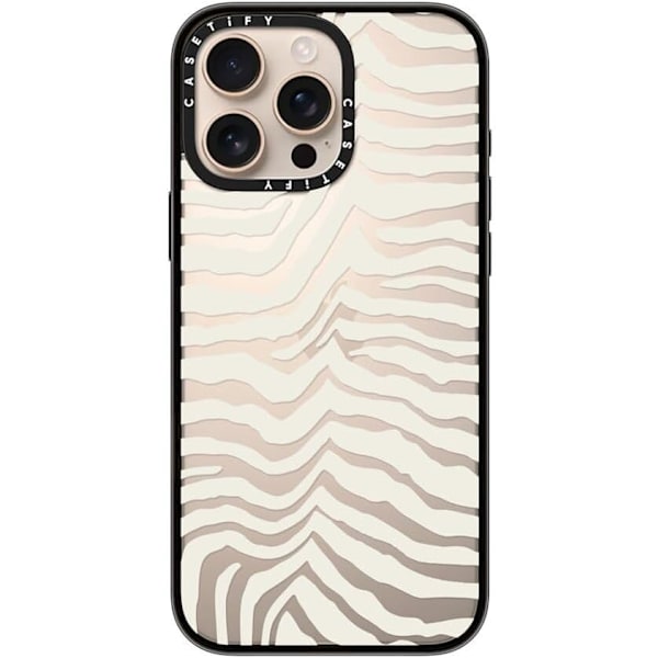 Kompakt iPhone 16 Pro Max Deksel [Lettvekt / 1,2 m 2X Militær Grad Fallbeskyttelse/Slank] - Kirsebær - Klar Svart Zebra Stripe iPhone 16 Pro Max