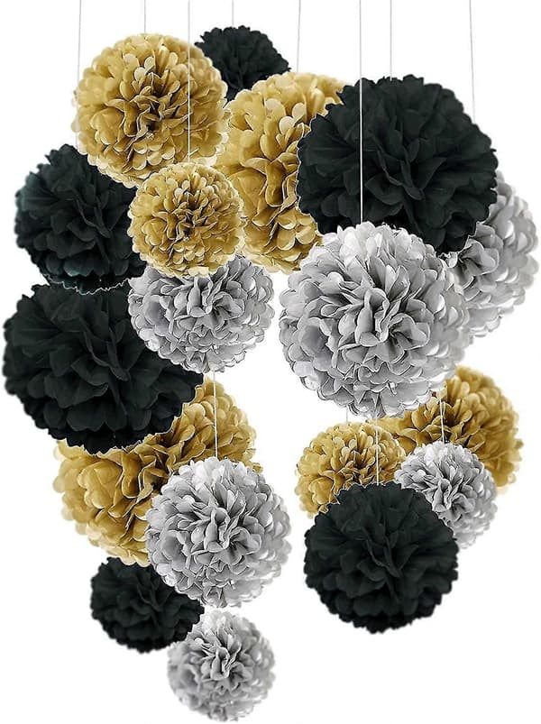Pompom-koristeet, silkkipaperipompomit, paperikukkapallo
