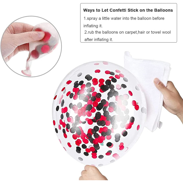 Rød Sort Balloner Garland Arch Kit - 120 Stk Sort Rød Konfet Latex Fest Balloner til Fest Dekorationer