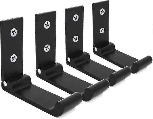 4 stk. foldbar vægmonteret knagerække i aluminiumslegering, foldbar multifunktionel bøjle (sort) SX