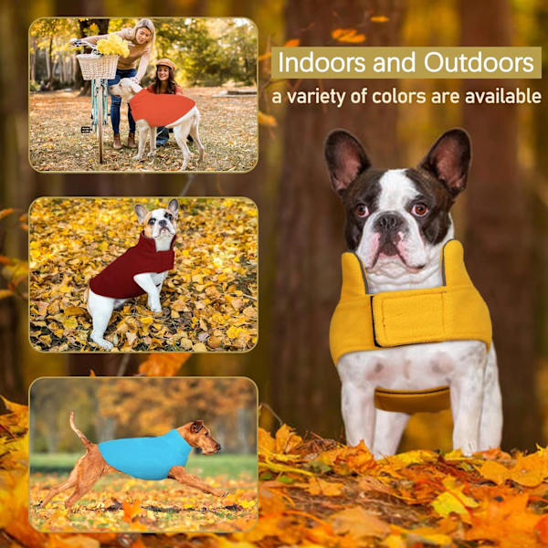 Vindtät vintervarm fleece liten hundkappa reversibel jacka reflekterande mjuk husdjursväst, kallt väder hundtröja kläder koppel överrock, gul, L