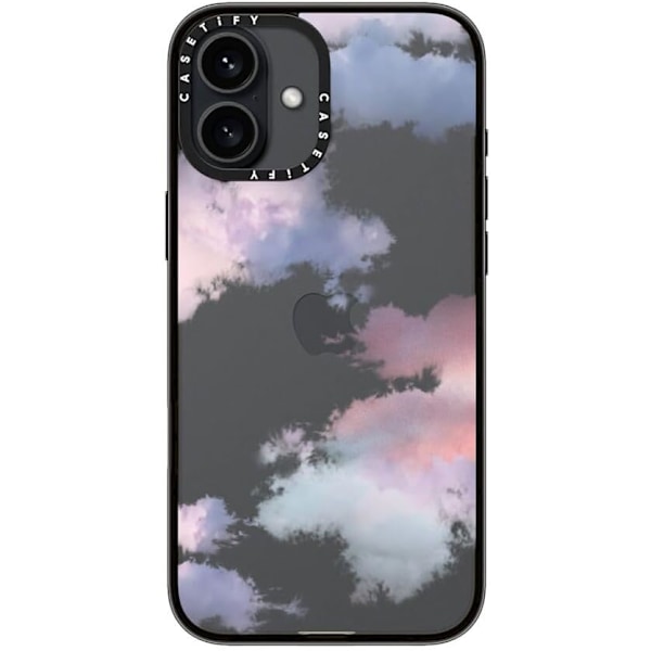Kompakt iPhone 16 Pro Max Deksel [Lettvekt / 1,2 m 2X Militær Grad Fallbeskyttelse/Slank] - Kirsebær - Klar Svart Clouds iPhone 16 Plus