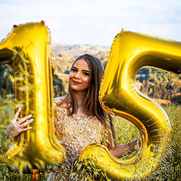 2 stk. 40 tommer guld tal helium folie fødselsdagsfest balloner (Guld 3)