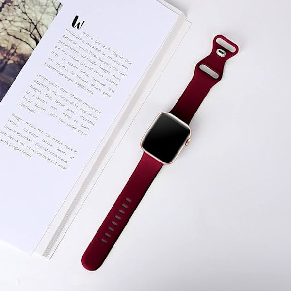 Remse Kompatibel med Apple Watch 38mm 40mm 41mm, Udskiftning Blød Silikon Sport Tilbehør Rem Armbånd til Kvinder Mænd (Vinrød)