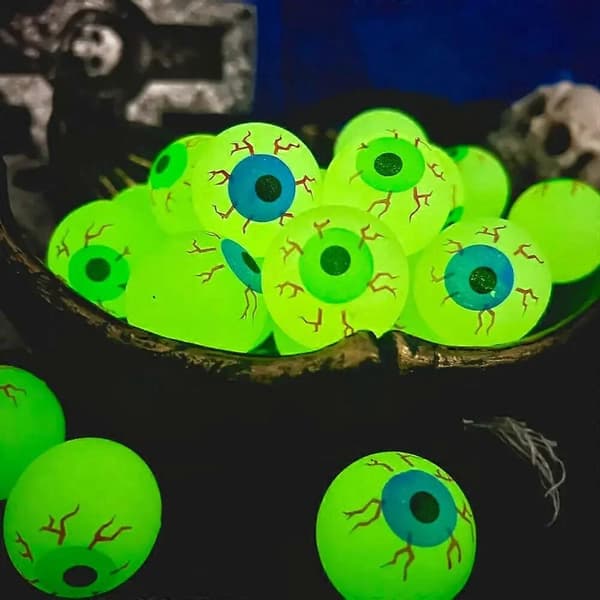 5 stk. selvlysende øjeæble 32 mm hoppebold Halloween-legetøj gyser skræmmende bold A Green