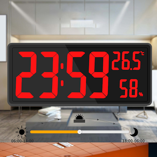 Stor digital veggklokke med digitalt display röd