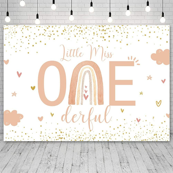 7x5ft Boho Rainbow Happy 1st Birthday Party Tausta Pink Girl Little Miss Onederful Valokuva Tausta Kulta Pisteet Pastelli Juhlat Koristeet Sisustus