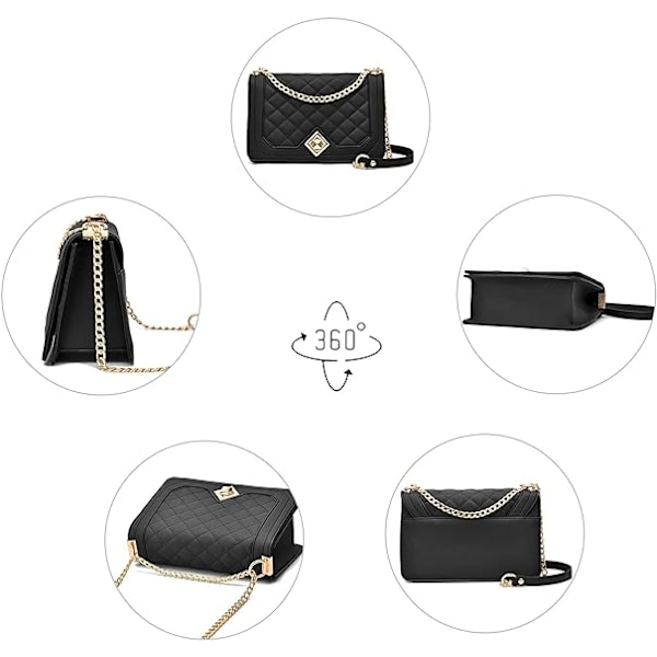 Crossbody tasker til kvinder, små håndtasker i PU-læder, skuldertaske, aftenclutch, quiltede tasker med kæde