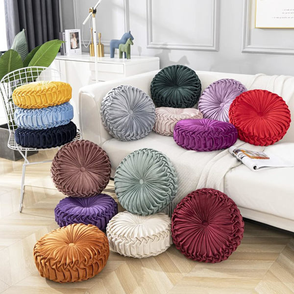 Pude til sofa Dekorativ 3D græskar Rund fløjls pude til sofa seng stol gulv 15\"
