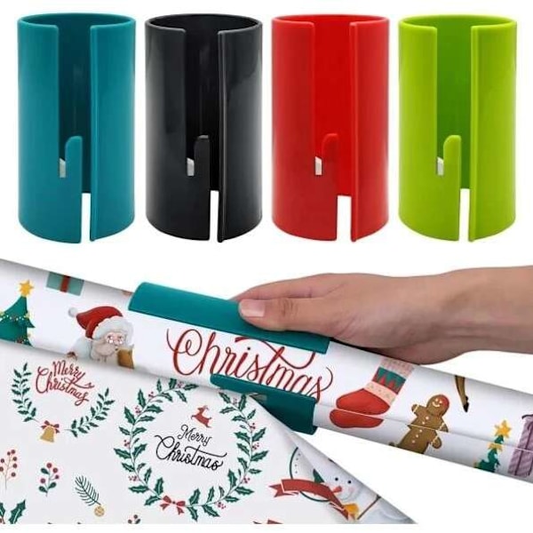 4-pack Glidande Presentpapperskutter - Bärbar rullkutter för presentpapper till jul och födelsedagspackning