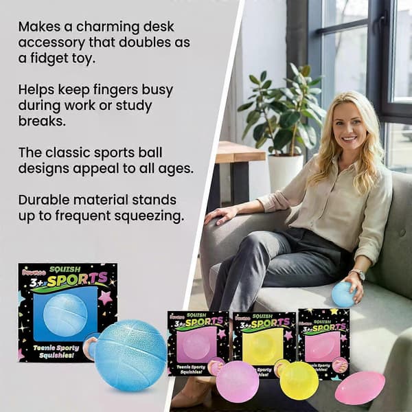 Fidget Legetøj Stressbolde til Børn og Voksne - Rugby Squishy Bold Klemmelegetøj, Strækbar Klemme Stressaflastende Squishy Bold til Angst/Terapi, Squishy A