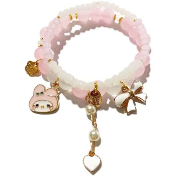 Kawaii Bracelet Crystal Pearl Bracelet, Anime Elastic Stretch Crystal Bead Bracelet Cute Cartoon Kawaii Elastic Beaded Bracelets for Girls Women-B2