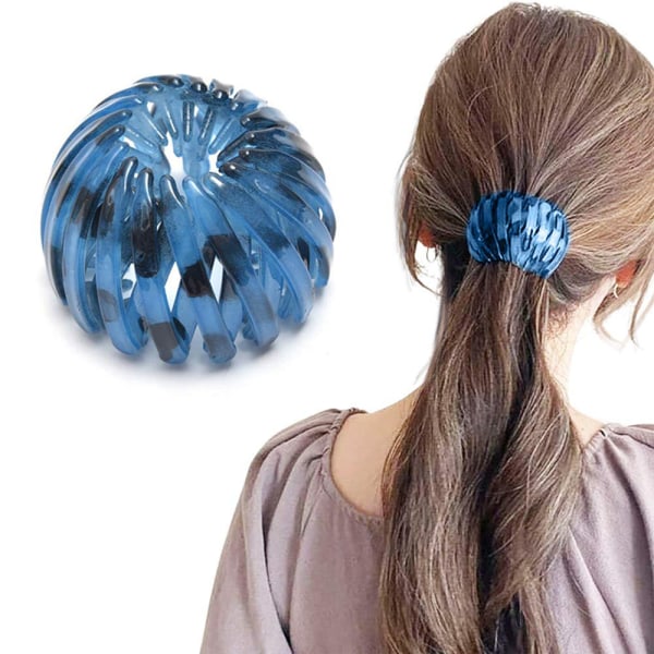 Fashion Ponytail Holder Girls Hair Clips Pens Women Crystal Tail Hair Bun Holder Clips Claw Pins Hair Clip-Light Blue