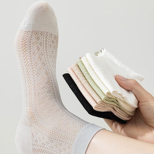 Mulberry Silk Ankle Socks 7-pack - Seamless No-Show for Everyday and Training, Breathable Antibacterial Non-Slip Thin Mesh