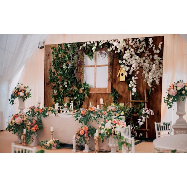 Hagefotografering Bakgrunn Treg Vinduer Grønne Planter Blomster Bakgrunn Barn Baby Shower Fest Dekorat Studio Fotografering Rekvisitter (7X5FT)