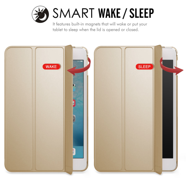 4 - Slim Lätt Smart Case Stand Cover med genomskinligt matt ryggskydd med Auto Wake/Sleep-guld