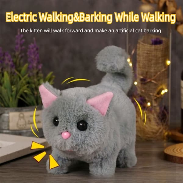 Interactive Robot Kitten Plush Toy - Waving, Walking Electric Pet for Endless Fun A-Pink