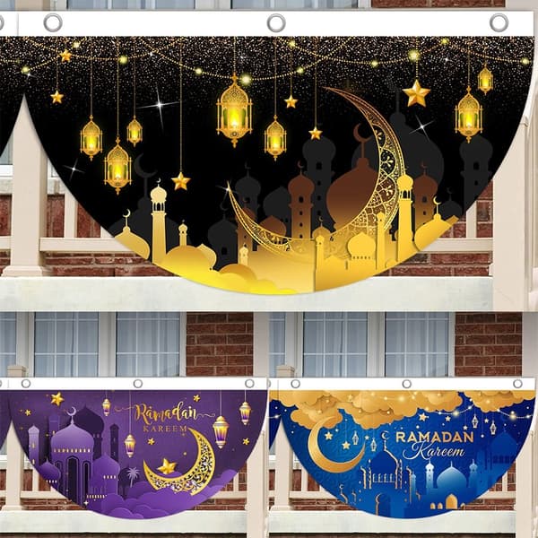EID Mubarak Fläktformad Hängande Flagga Ramadan Dekoration style 2