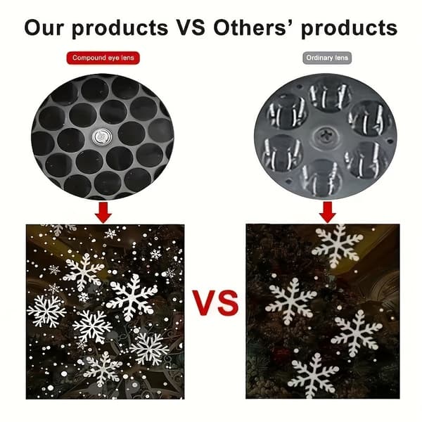 1 st Vinter Snöflinga Projektor med Dynamiska Fallande Snöflingor & Blinkande Ljus - USB-Driven Inomhus/Utomhus Juldekoration Svart