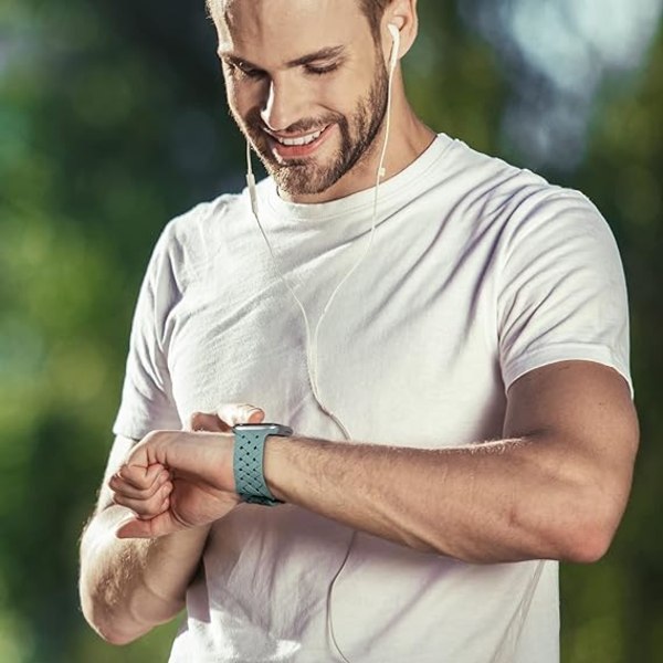 Silikonflettede armbånd kompatible med Apple Watch 42mm 44mm 45mm 49mm, Utbyttbart silikon sportsbånd som puster for kvinner og menn - Kaktus