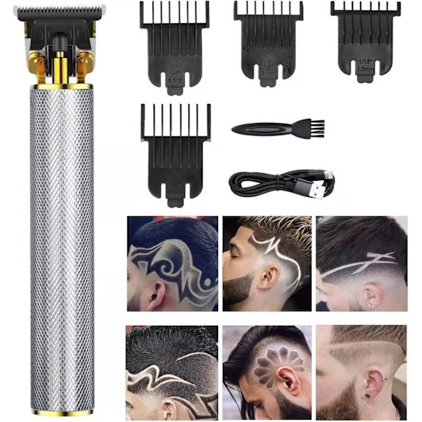 Hårklippare för män, sladdlös uppladdningsbar hårklippare i metall, skäggtrimmer, BaREer Shop