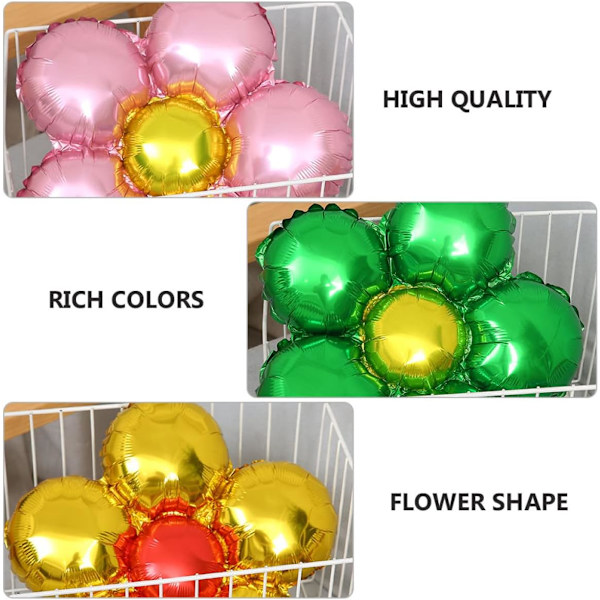 10 stk. Balloner Aluminium Farver Happy Supplies Solsikke Dag Ferie Blomster Fem Tilfældige Valentine Form Dekor Stor Blomst