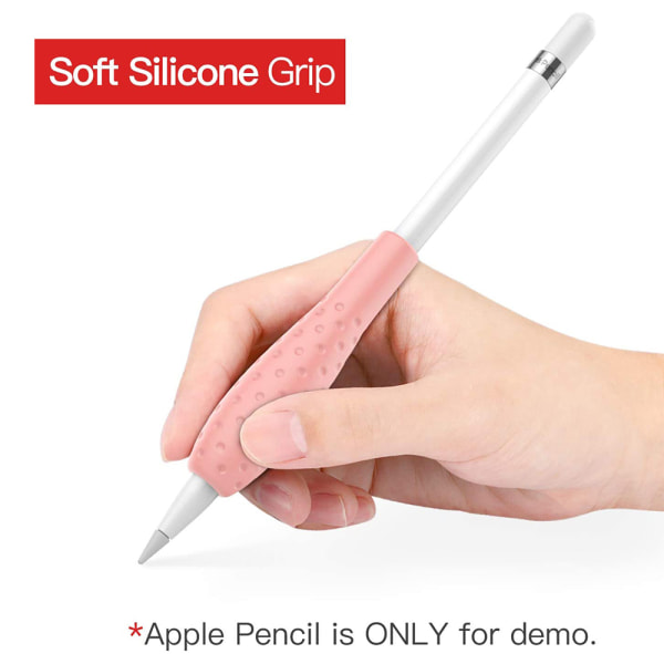 2 stk. silikonetui kompatibel med Apple Pencil - Kort grå+rosa